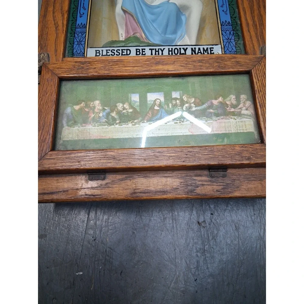 Antique Religious Catholic Last Rites Sick Call Viaticum Shadow Box 23